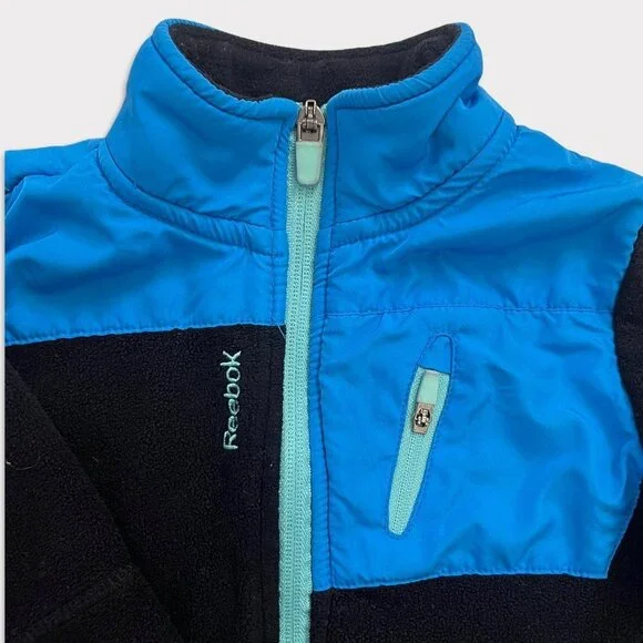 Baby Boys 2T Reebok Fleece Zip Up Jacket Blue Black Aqua - Picture 4 of 5